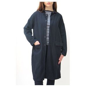 CP Shades Navy Morgan Cotton Flannel Coat Button Front